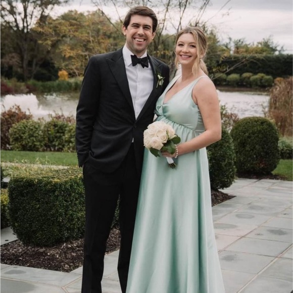 Sage green Amsale Tess Maternity dress